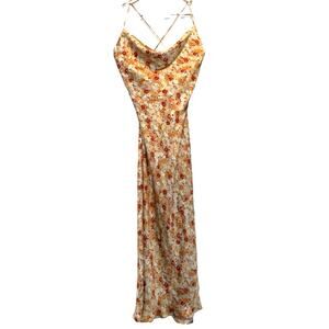 Park & Fifth Kingston Floral Print Satin Strappy Slip Dress Large
